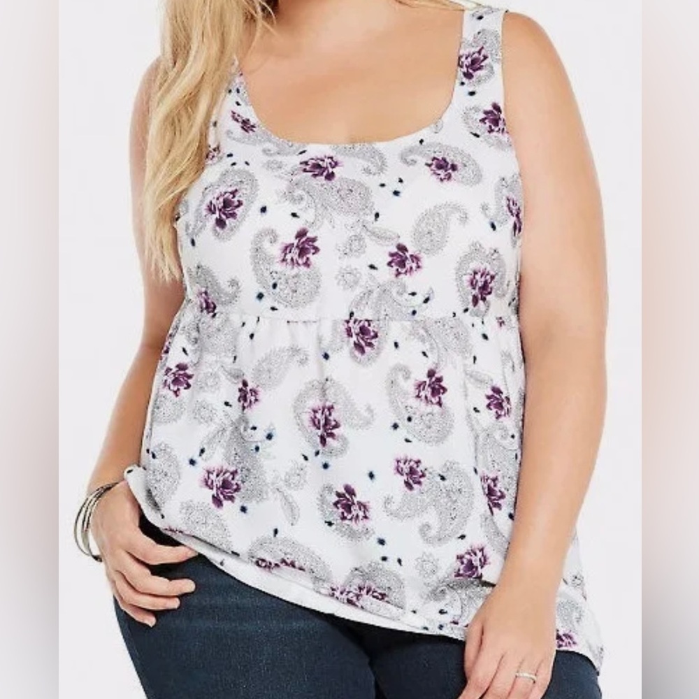 Torrid Floral Paisley Babydoll Tank Top Blouse Sz 3X